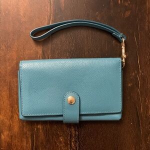 Coach Blue Leather Wristlet